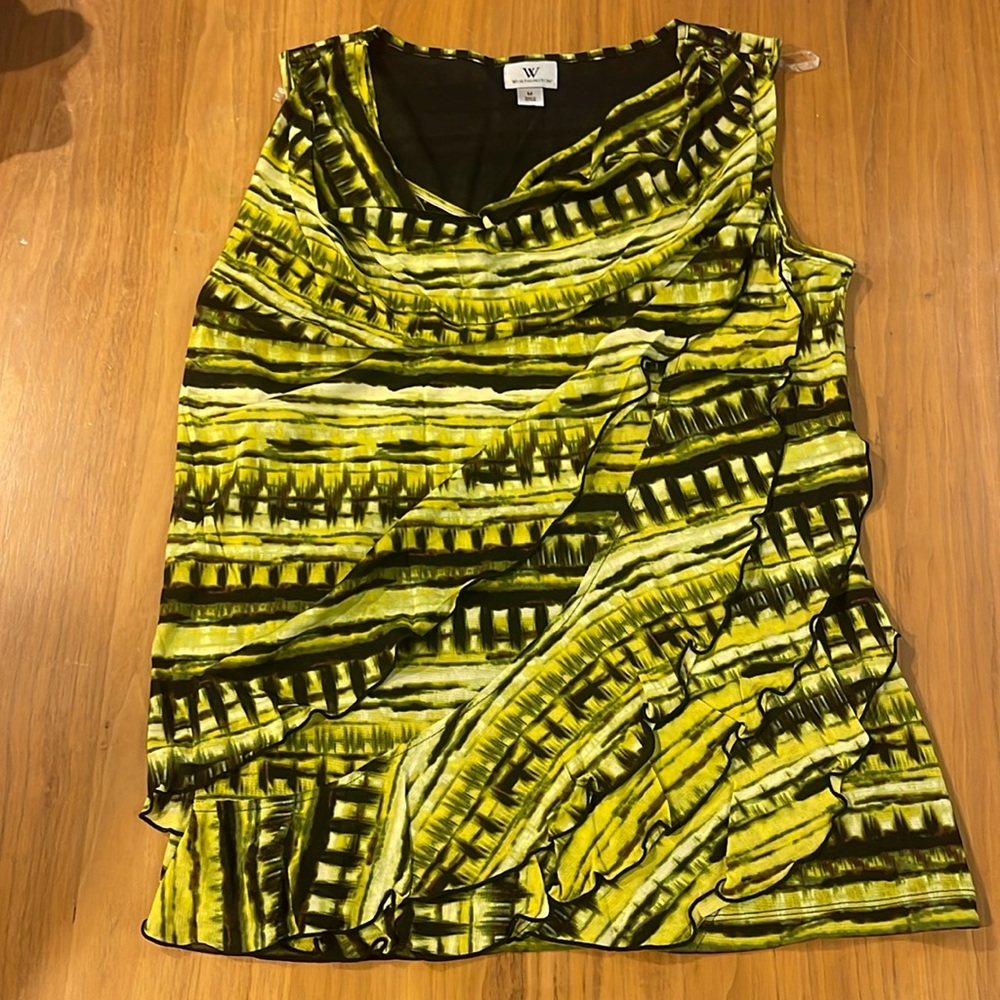 Cowl neck green and black Worthington top size medium